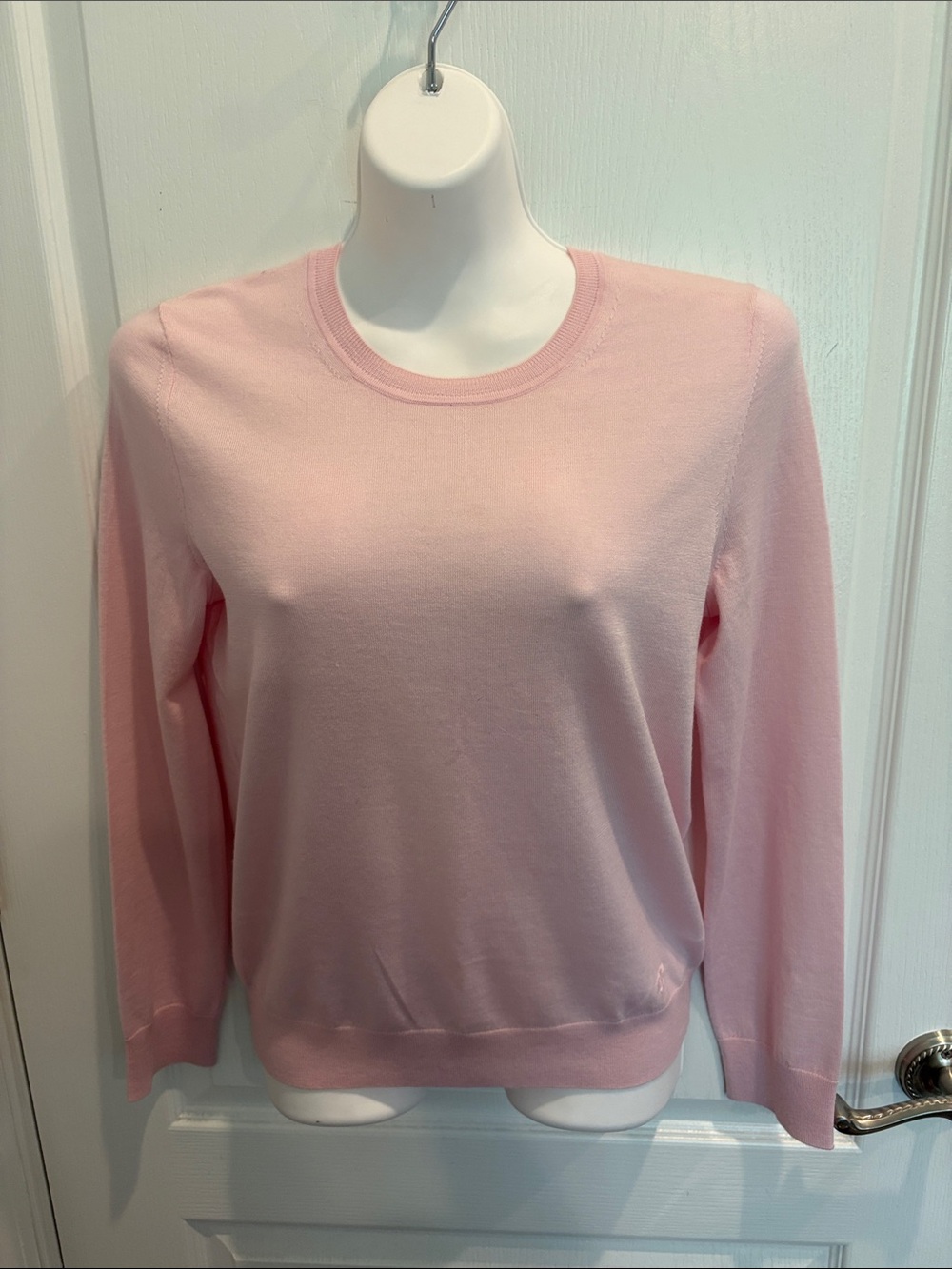 Tory Burch Light Pink Quartz Long Sleeve Iberia 100% Merina Wool Sweater- Size M